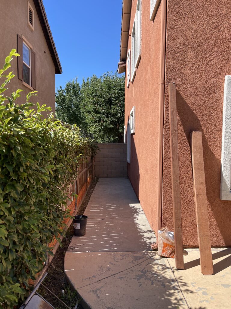 Walk way on side of house