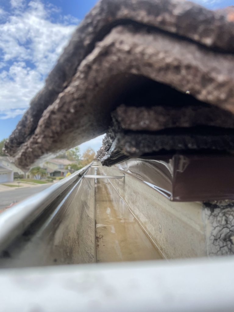 Rain gutter cleaned